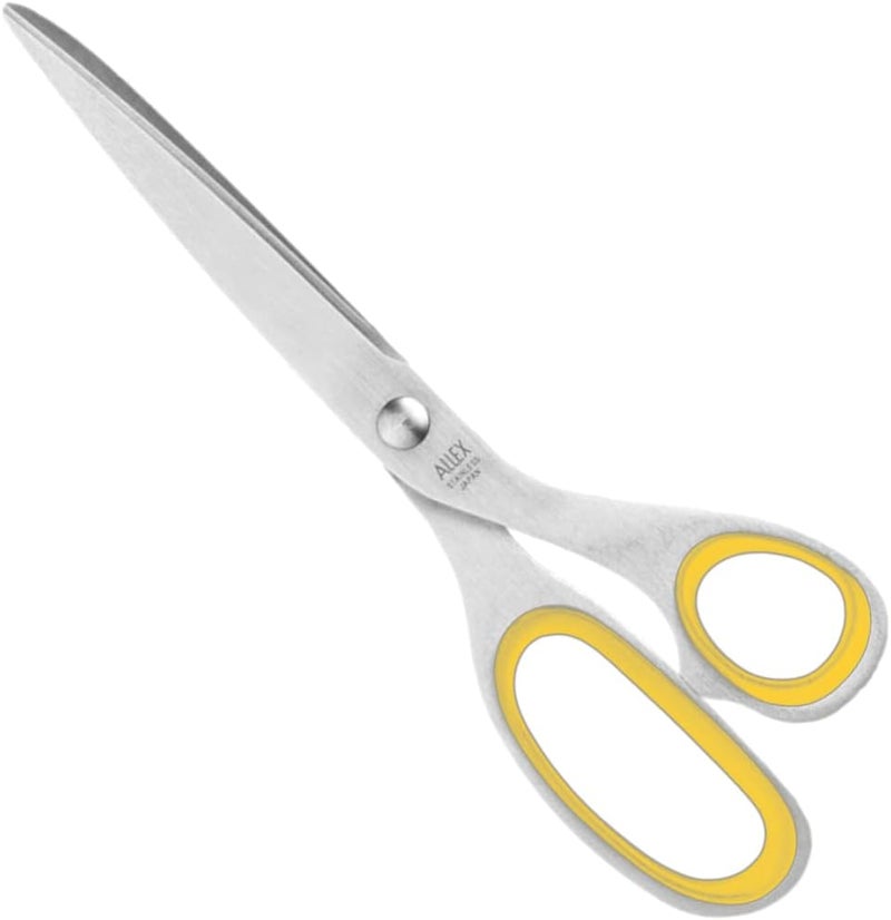 ALLEX\アレックス Japanese Office Scissors for Desk, Extra Large 7.8" All Purpose Scissors, Made in JAPAN, All Metal Sharp Japanese Stainless Steel Blade with Non-Slip Soft Ring, Yellow - Image 1